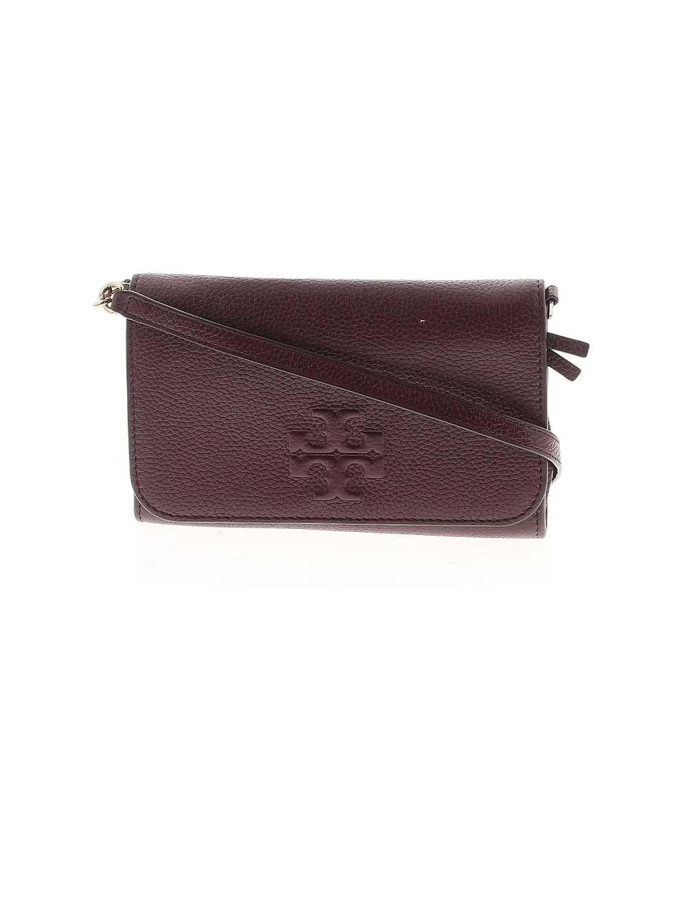 Tory Burch Pebbled Burgundy Leather Crossbody Wallet